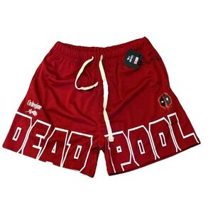 Civil Regime X Marvel Deadpool Mesh Sweat Shorts Red Logo- Size Small Oversized